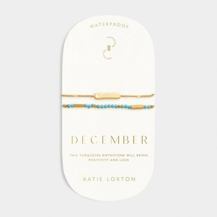 Katie Loxton Waterproof Jewellery - December - Gold Birthstone Double Strand Bracelet