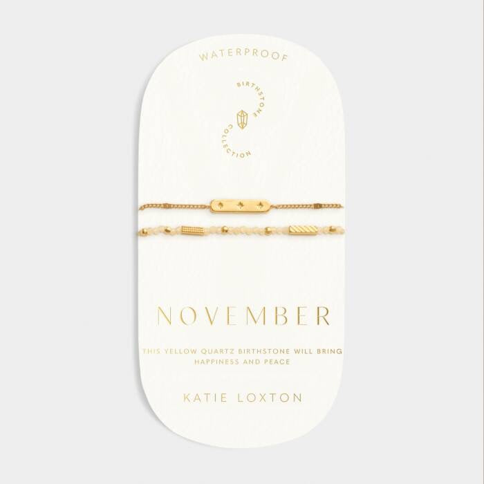 Katie Loxton Waterproof Jewellery - November - Gold Birthstone Double Strand Bracelet