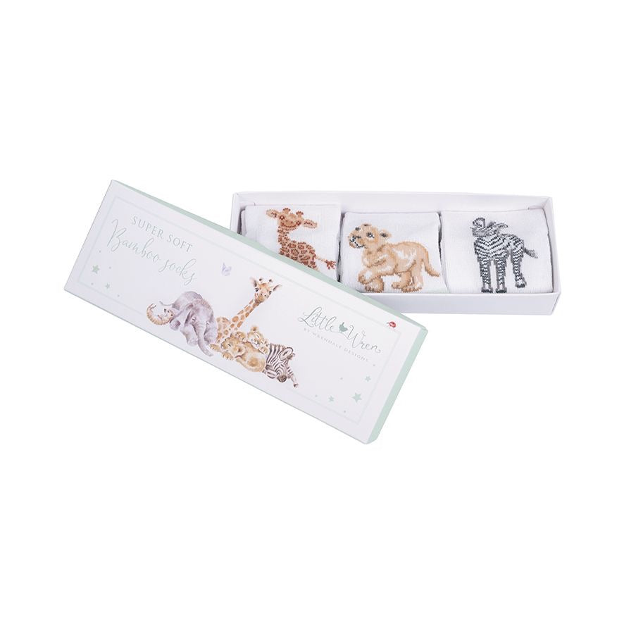 Little Savannah Animal Baby Socks - Set of 3 Boxed - The Little Wren by Wrendale Designs