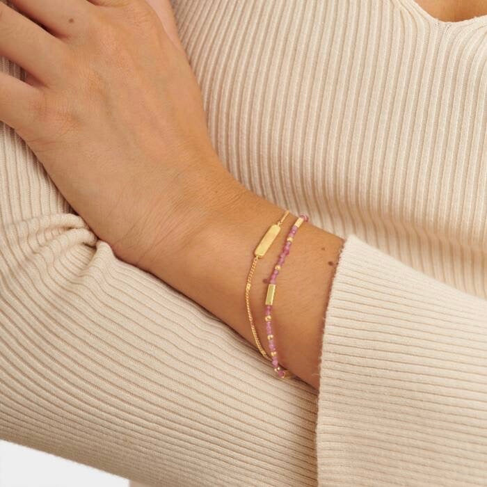Katie Loxton Waterproof Jewellery - October - Gold Birthstone Double Strand Bracelet