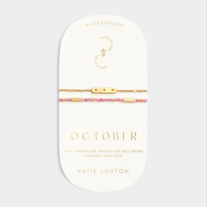 Katie Loxton Waterproof Jewellery - October - Gold Birthstone Double Strand Bracelet