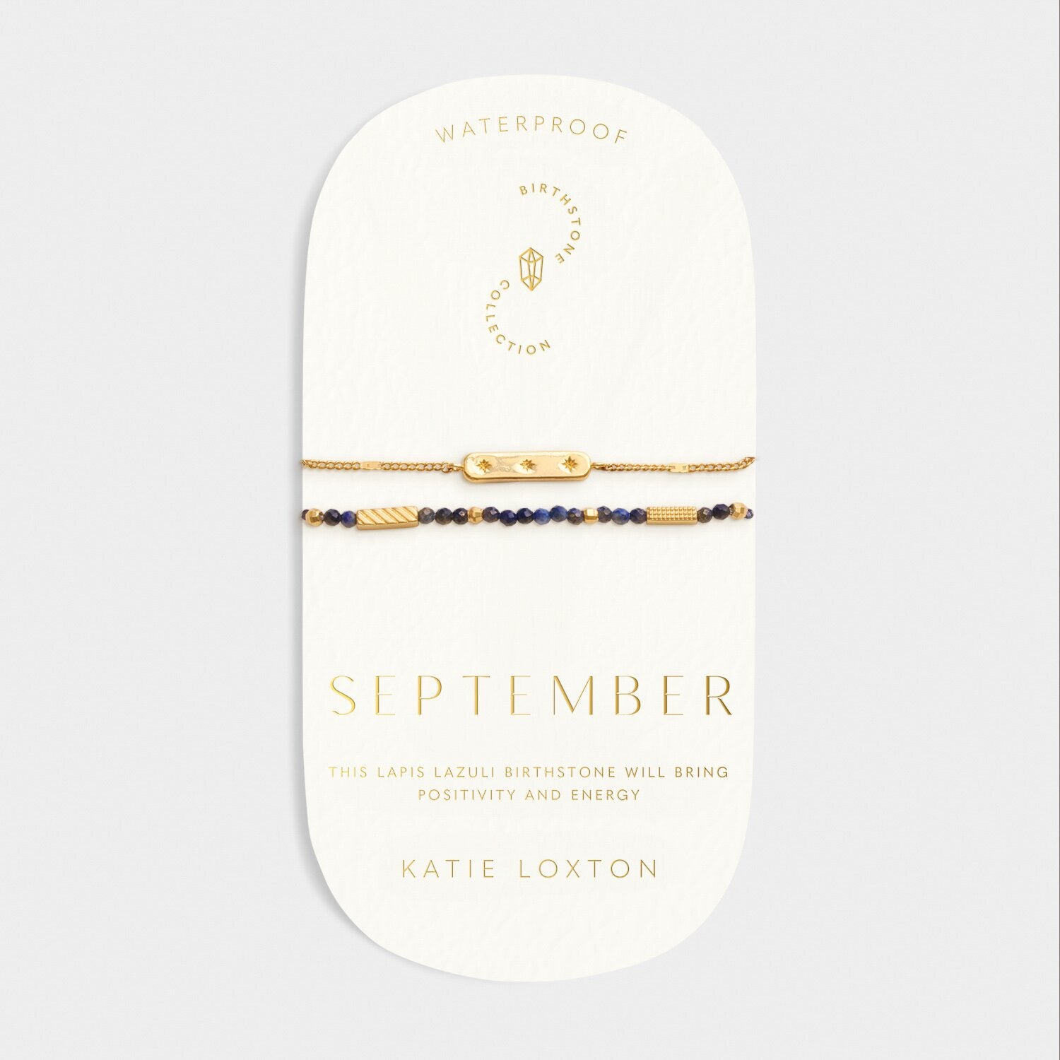 Katie Loxton Waterproof Jewellery - September - Gold Birthstone Double Strand Bracelet