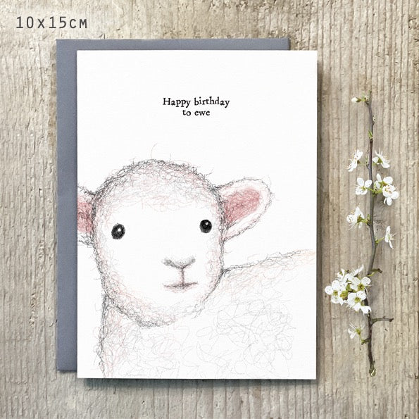 East of India Blank Card - Sheep - Happy Birthday To Ewe