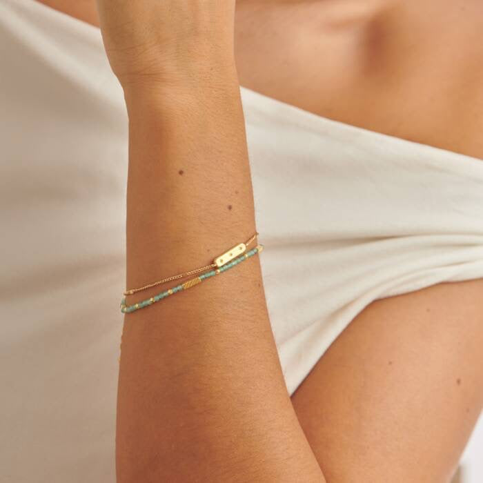 Katie Loxton Waterproof Jewellery - August - Gold Birthstone Double Strand Bracelet