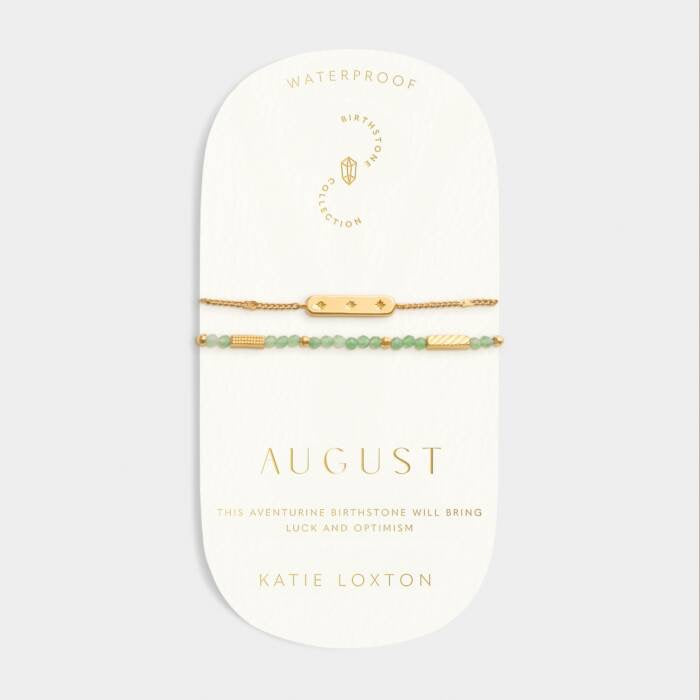 Katie Loxton Waterproof Jewellery - August - Gold Birthstone Double Strand Bracelet