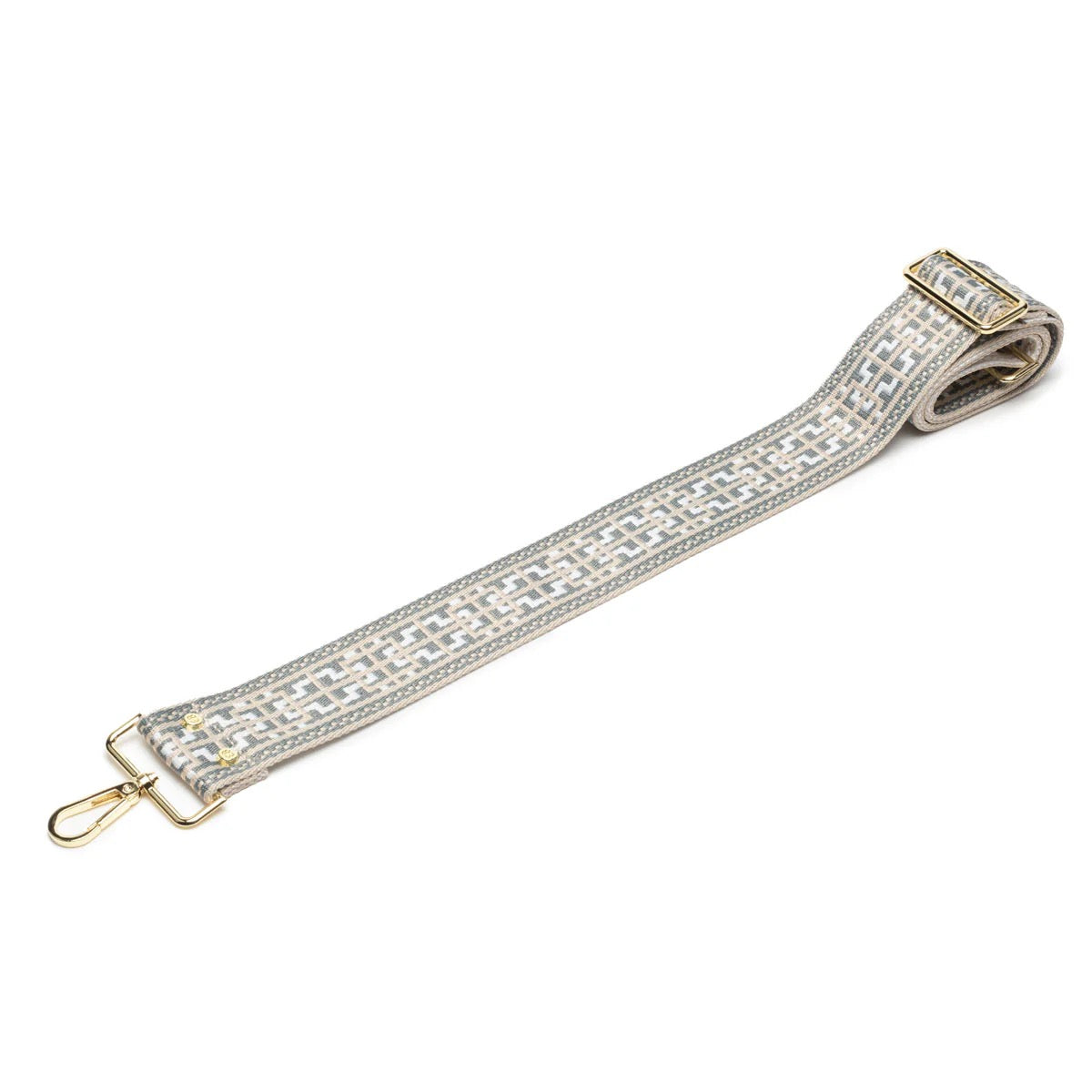 Elie Beaumont Designer GREY TAPESTRY Adjustable Crossbody Bag Strap (GOLD Fittings)