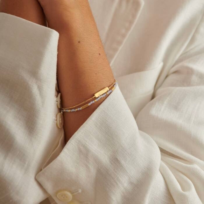 Katie Loxton Waterproof Jewellery - March - Gold Birthstone Double Strand Bracelet