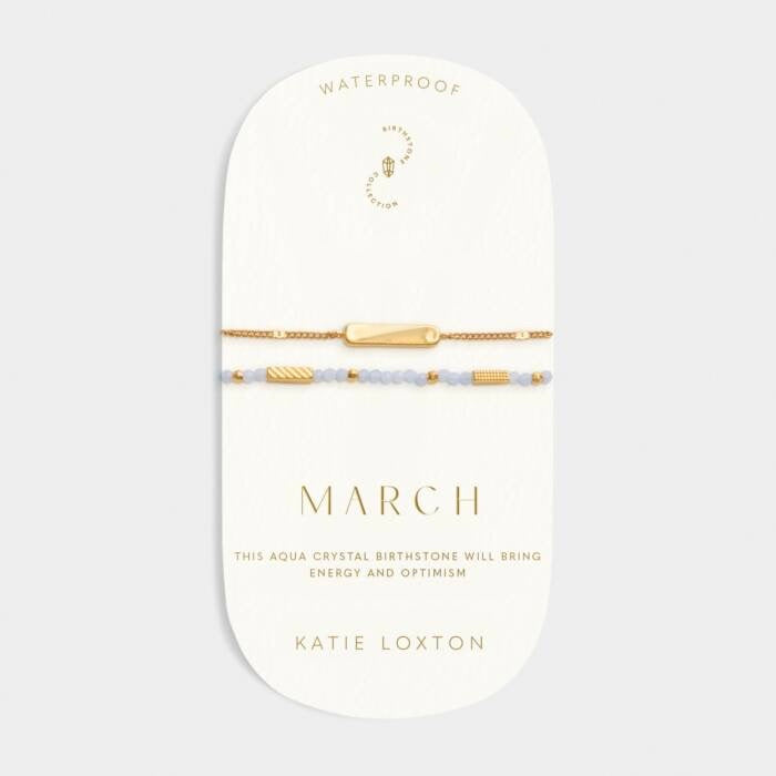 Katie Loxton Waterproof Jewellery - March - Gold Birthstone Double Strand Bracelet