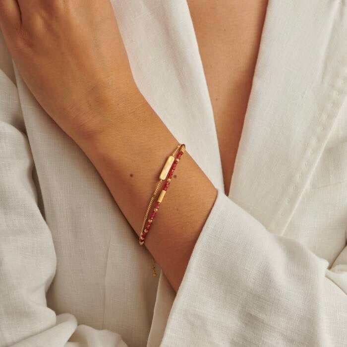 Katie Loxton Waterproof Jewellery - January - Gold Birthstone Double Strand Bracelet