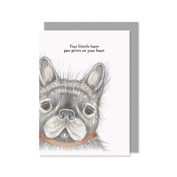 East of India Blank Card - Dog - True Friends Leave Paw Prints