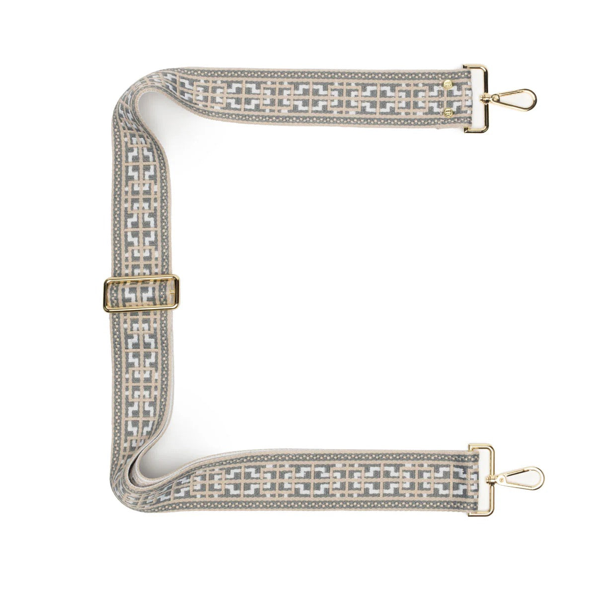 Elie Beaumont Designer GREY TAPESTRY Adjustable Crossbody Bag Strap (GOLD Fittings)