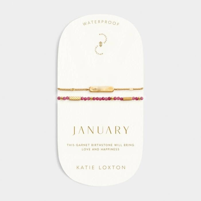 Katie Loxton Waterproof Jewellery - January - Gold Birthstone Double Strand Bracelet
