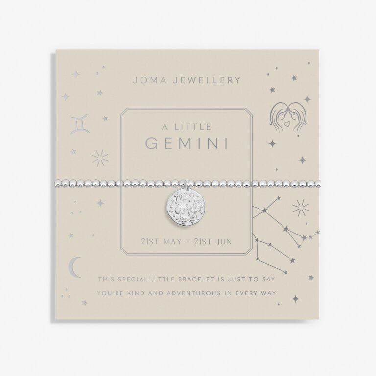 Joma Jewellery - Starsign A little GEMINI Silver Disc Bracelet