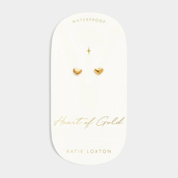 Katie Loxton Waterproof Jewellery - Heart Of Gold - Gold Heart Stud Earrings