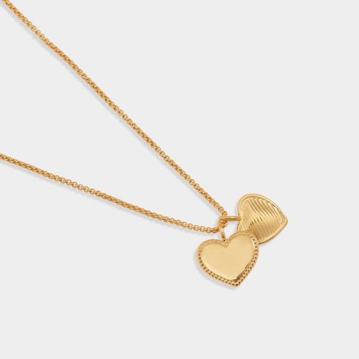 Katie Loxton Waterproof Jewellery - Mothers Day - Gold Double Heart Charm Necklace