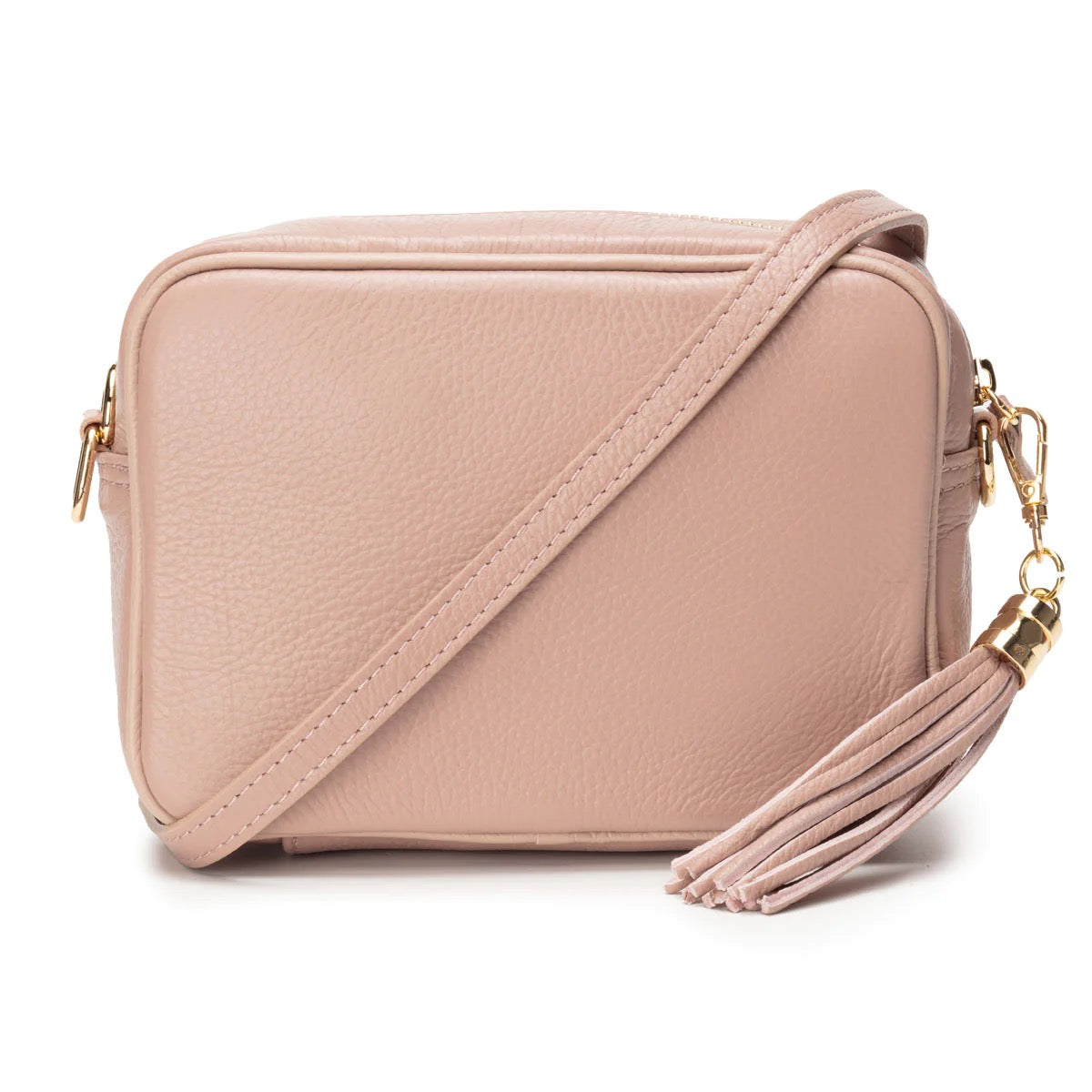 Elie Beaumont Designer Leather Crossbody Bag - Blush Pink (GOLD Fittings)
