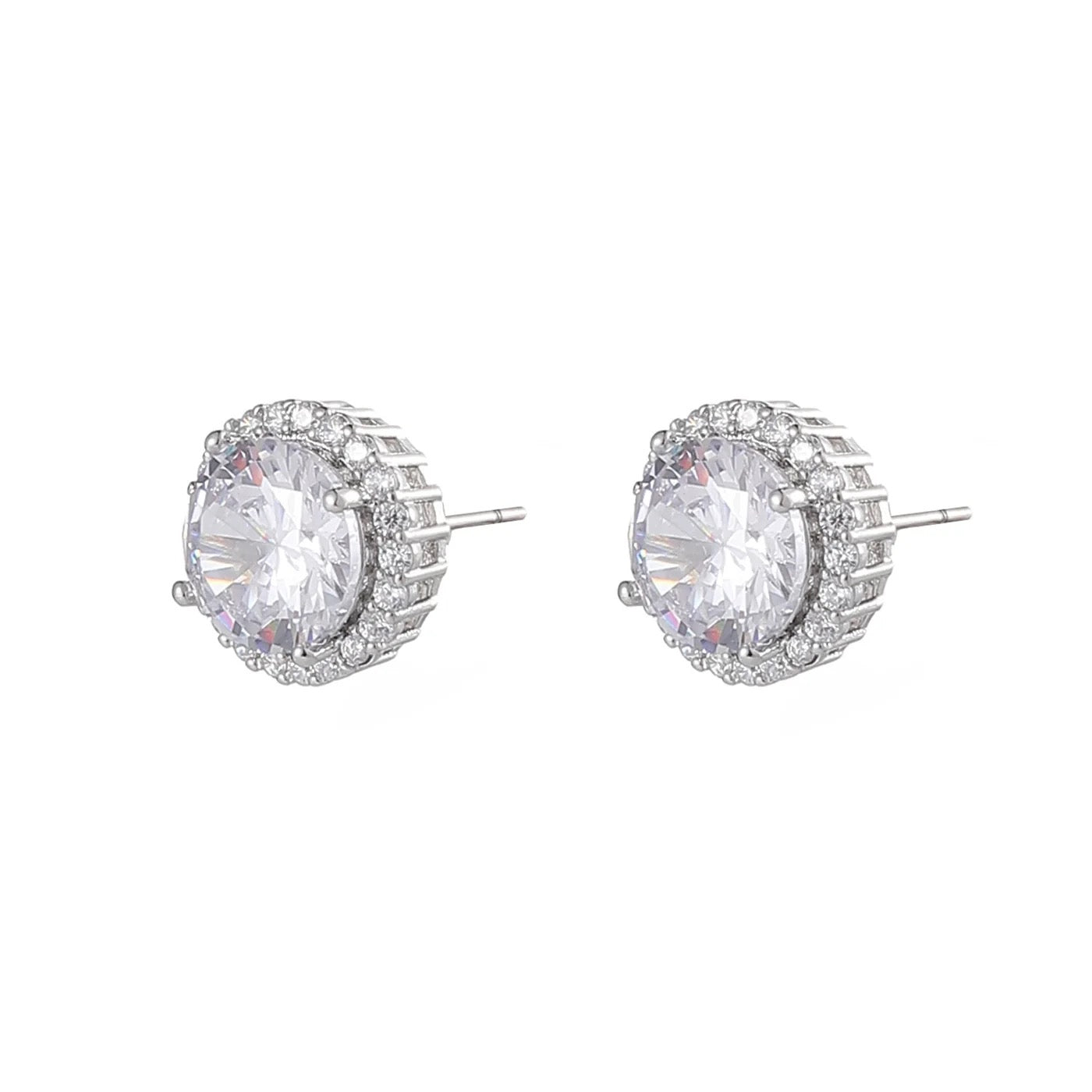 Park Lane - Rhodium Plated Cubic Zirconia Crystal Stud Earrings