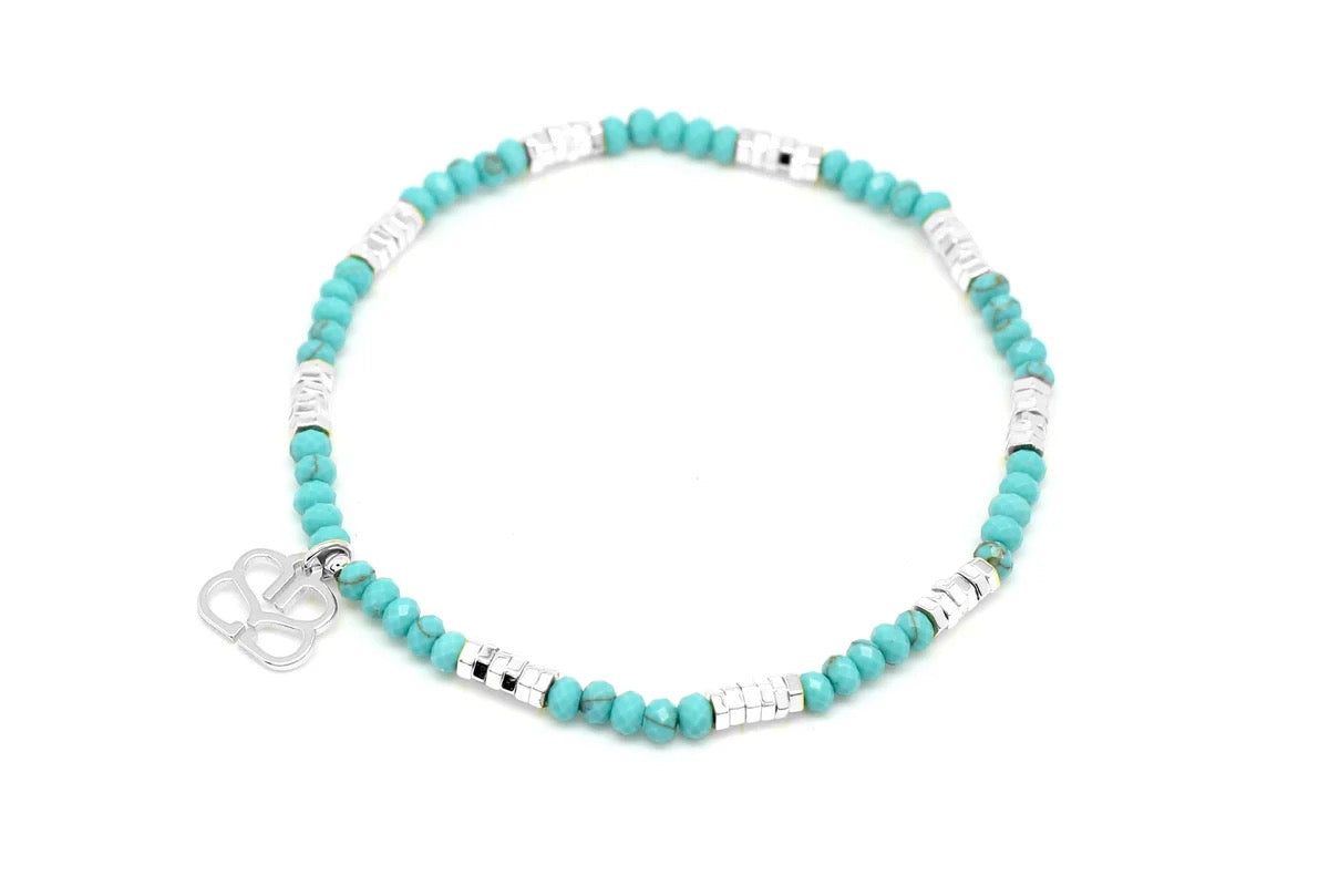 Boho Betty Cerulean Turquoise & Silver Stretch Bracelet
