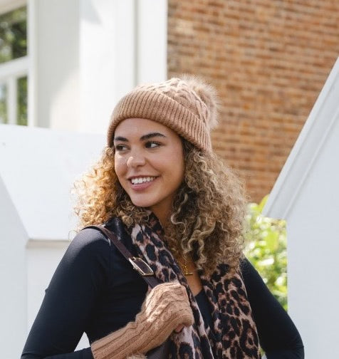 Park Lane - Oslo Knitted Bobble Hat - Mocha Mousse