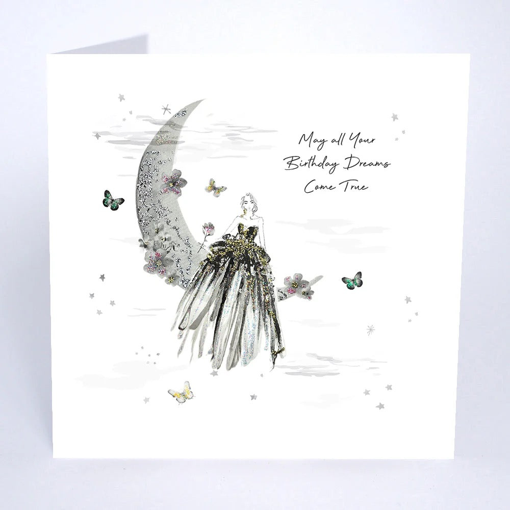 Five Dollar Shake - May all you Birthday Dreams Come True (Lady Sitting on Moon) Card