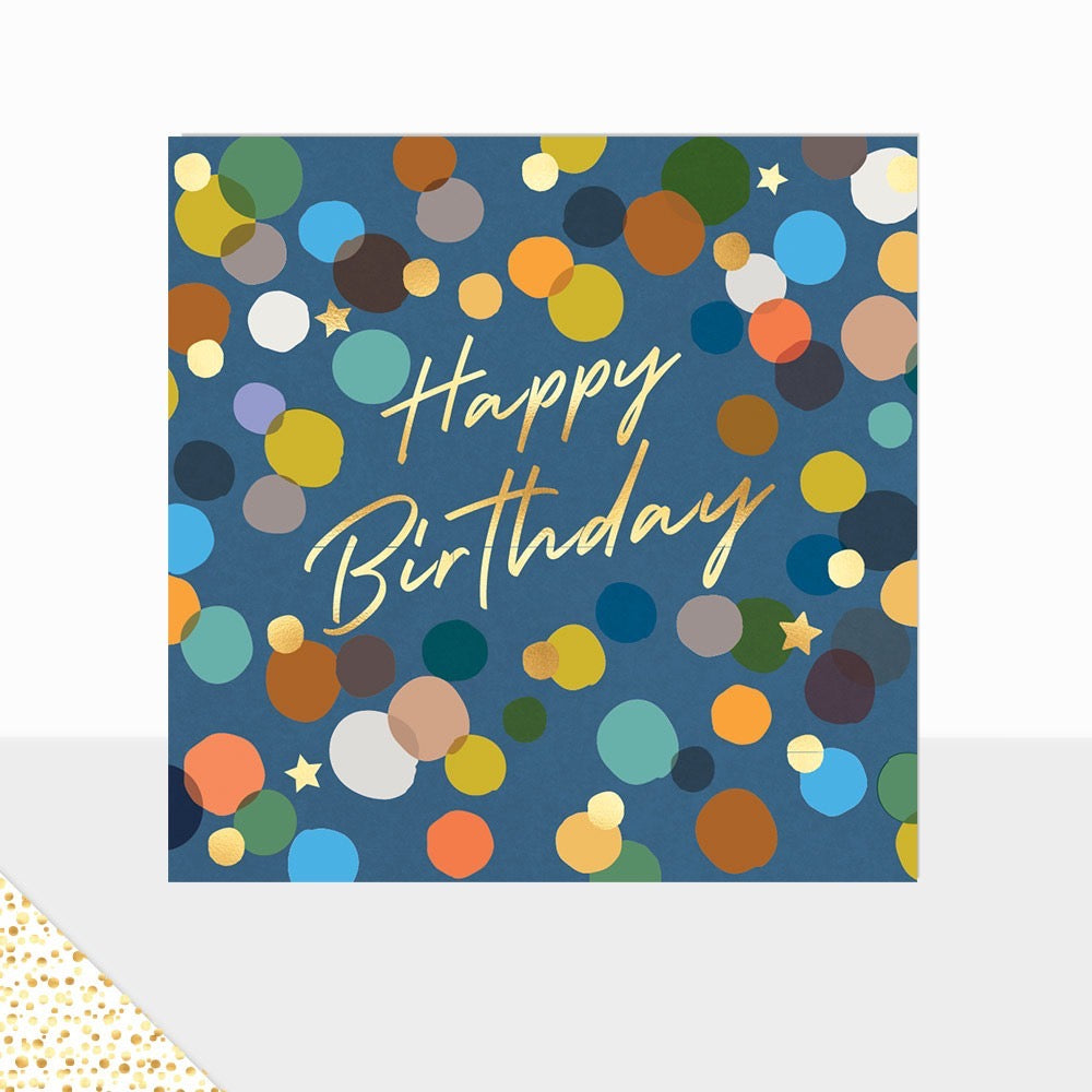Laura Darrington Aurora Blue & Multi Spots Happy Birthday Card