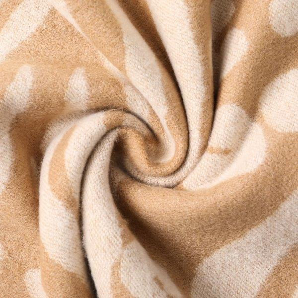 Leopard & Zebra - Beige & Ivory Reversible Tassel Scarf - Cashmere Blend