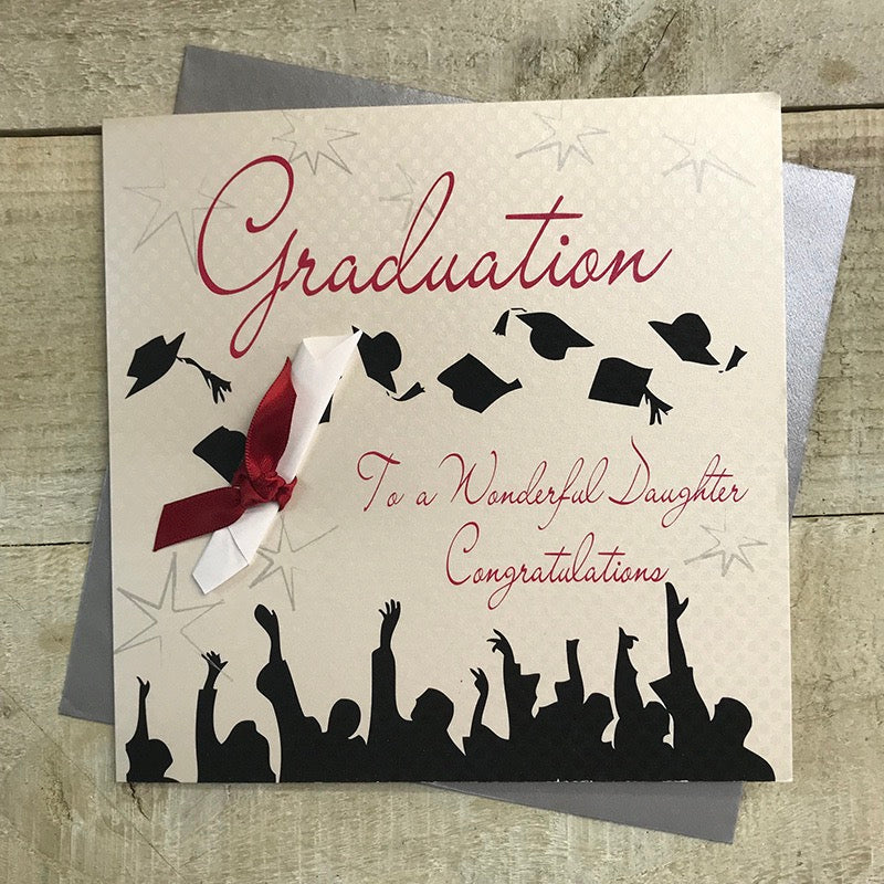 Daughter Graduation Congratulations LARGE Card - White Cotton Cards