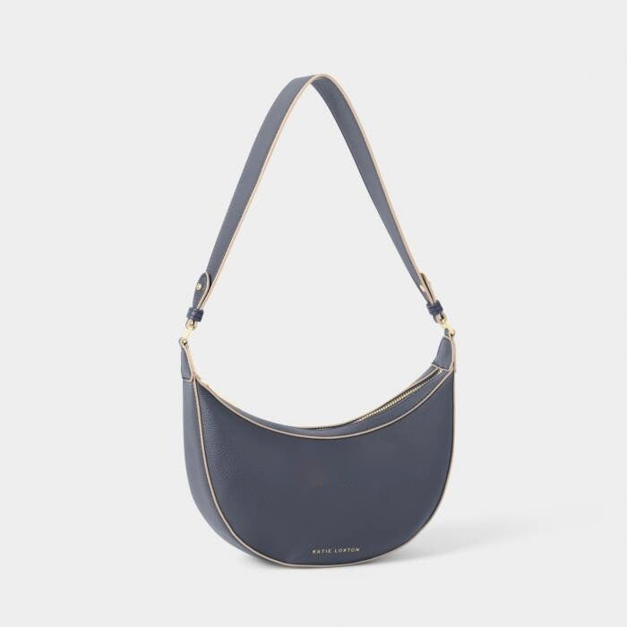 Katie Loxton Marni Small Half Moon Shoulder Handbag - Slate Blue/Ecru