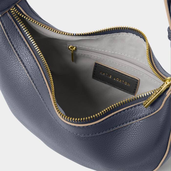 Katie Loxton Marni Small Half Moon Shoulder Handbag - Slate Blue/Ecru