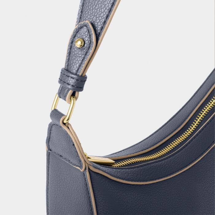 Katie Loxton Marni Small Half Moon Shoulder Handbag - Slate Blue/Ecru