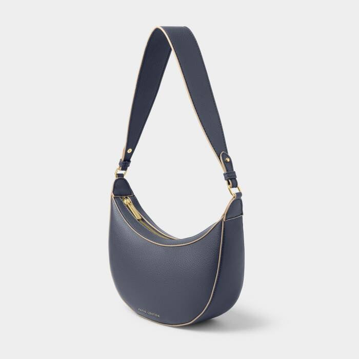 Katie Loxton Marni Small Half Moon Shoulder Handbag - Slate Blue/Ecru