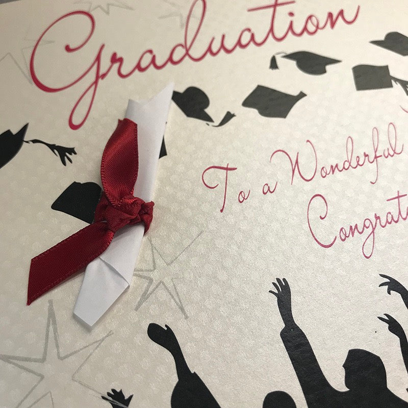 Daughter Graduation Congratulations LARGE Card - White Cotton Cards