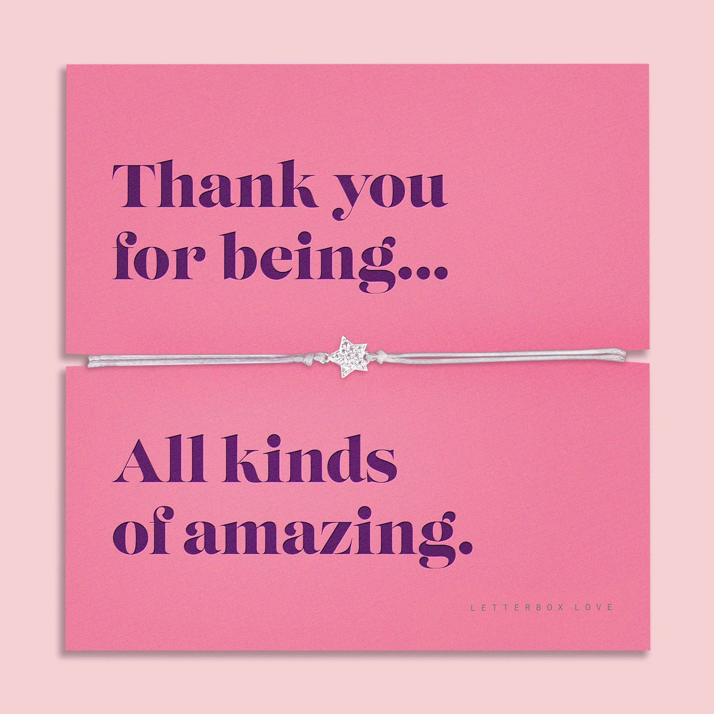 Letterbox Love - Thank You for Being All Kinds Of Amazing - Pave Heart Cord Bracelet