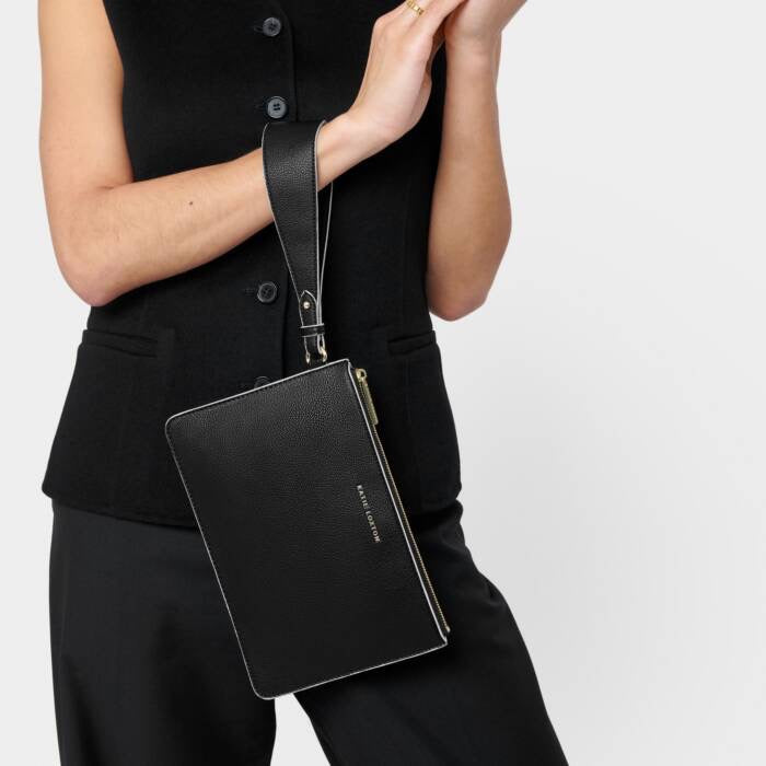 Katie Loxton Marni Wristlet Pouch - Black/Ecru
