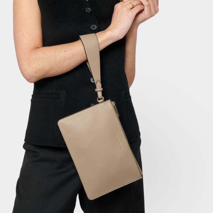 Katie Loxton Marni Wristlet Pouch - Light Taupe/Black