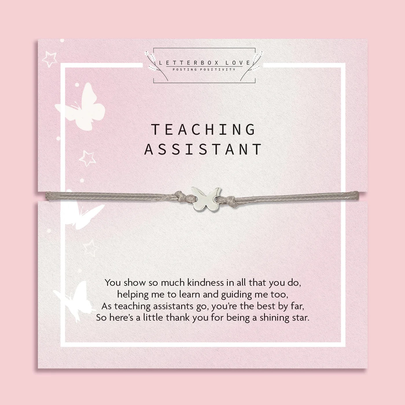 Letterbox Love - Butterfly - Teaching Assistant Cord Bracelet