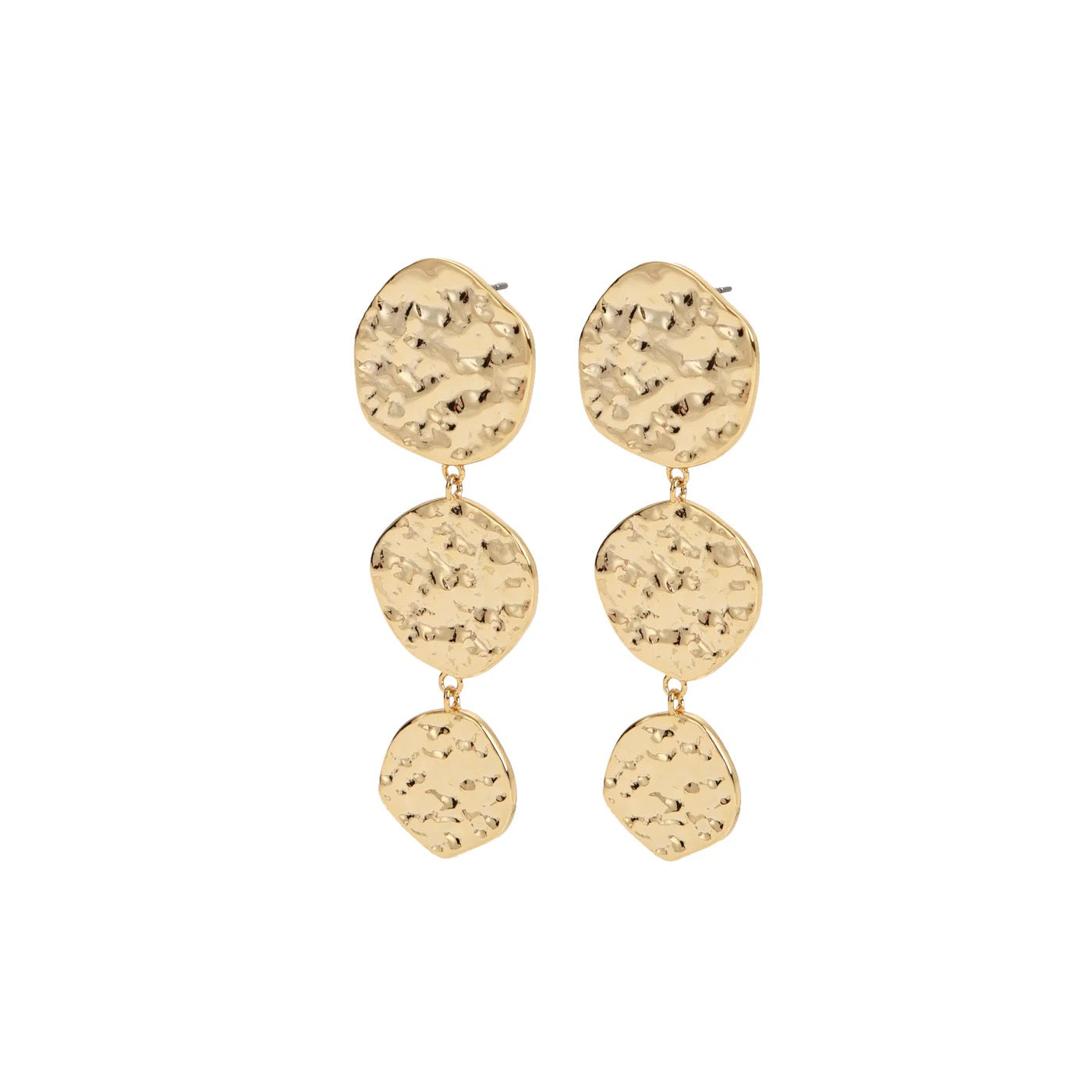 Park Lane Organic Statement Textured Large Link Dangly Gold Plated Earrings - Gold