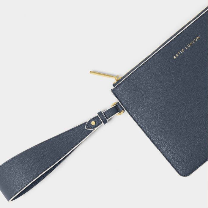 Katie Loxton Marni Wristlet Pouch - Slate Blue/Ecru