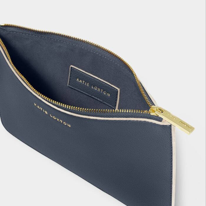 Katie Loxton Marni Wristlet Pouch - Slate Blue/Ecru