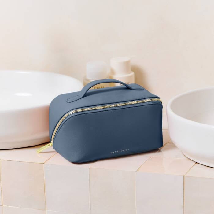 Katie Loxton Medium Make Up Bag/Wash Bag Case - Navy Blue