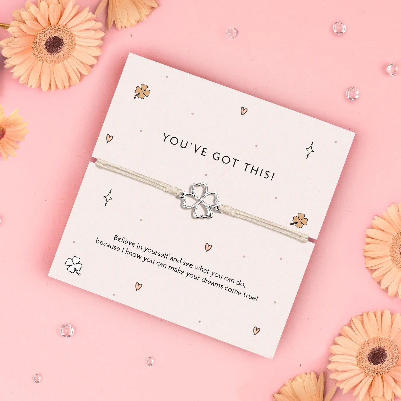 Letterbox Love - Open Clover - You've Got This Cord Bracelet