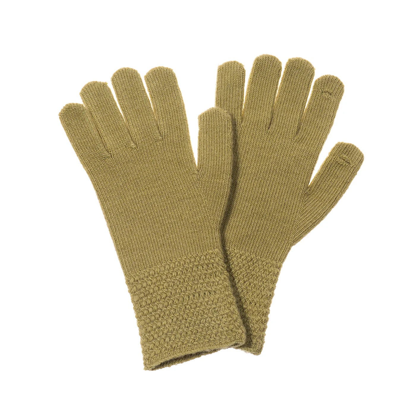 Park Lane Knitted Wool Crisscross Stitch Cuff Ladies Gloves- Artichoke