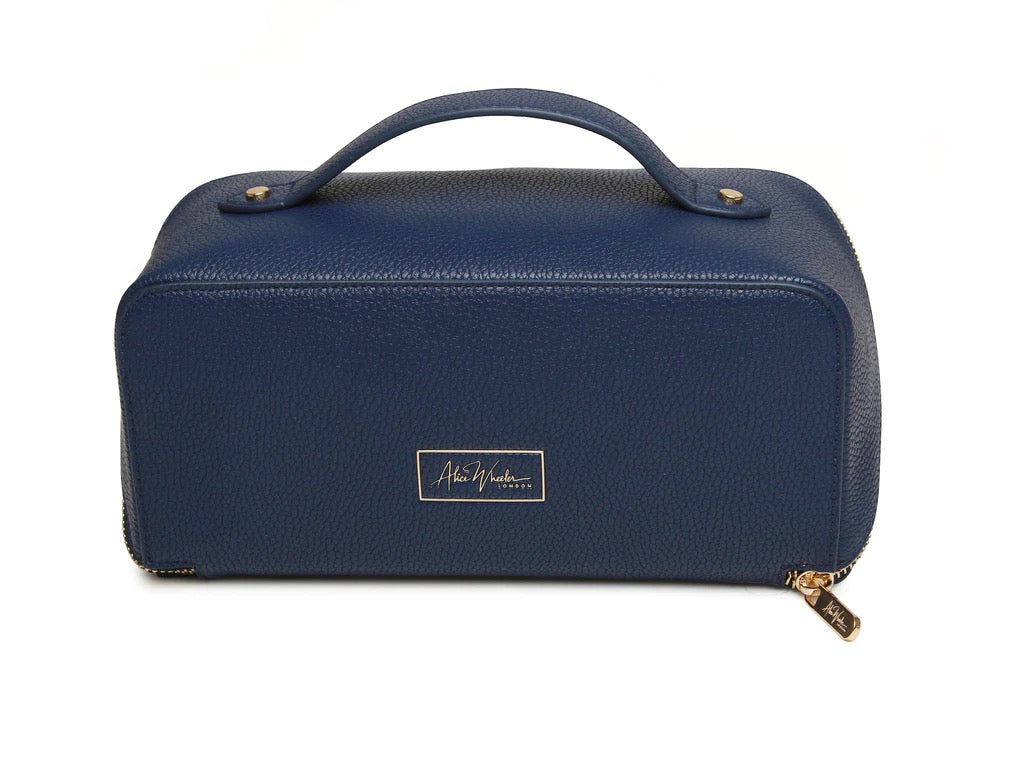 Alice Wheeler Navy Blue Train Beauty Case - Medium