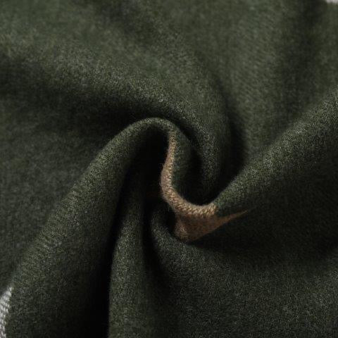 Olive Green/Ecru - New Stars - Reversible Cosy Tassel Scarf