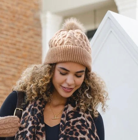 Park Lane - Oslo Knitted Bobble Hat - Mocha Mousse