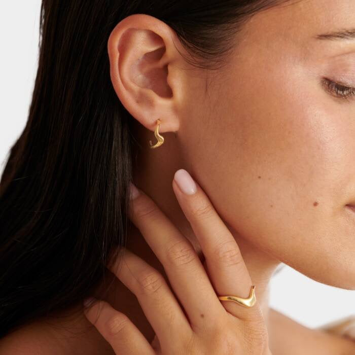 Katie Loxton Waterproof Jewellery - Marina - Wave Gold Hoop Earrings