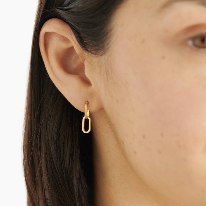 Katie Loxton Waterproof Jewellery - Arabella - Gold Link Hoop Drop Earrings