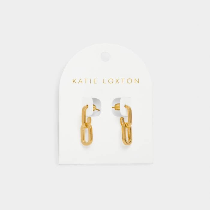 Katie Loxton Waterproof Jewellery - Arabella - Gold Link Hoop Drop Earrings