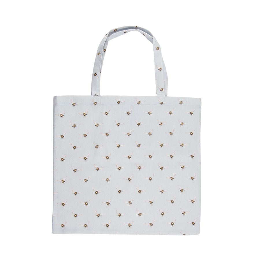 Bee & Hydrangea Foldable Large Shopper Bag - Light Grey - Wrendale Designs