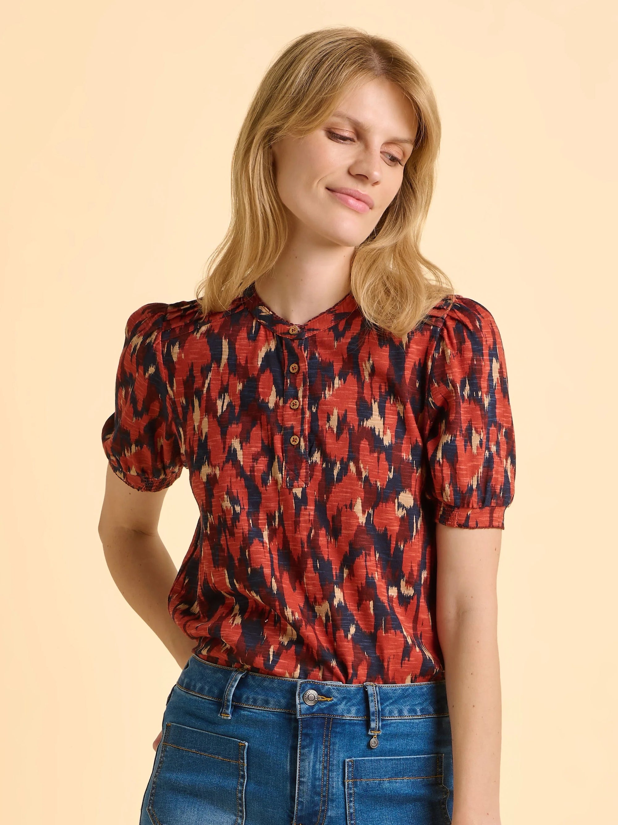 Brakeburn Lily Print Blouse - Red